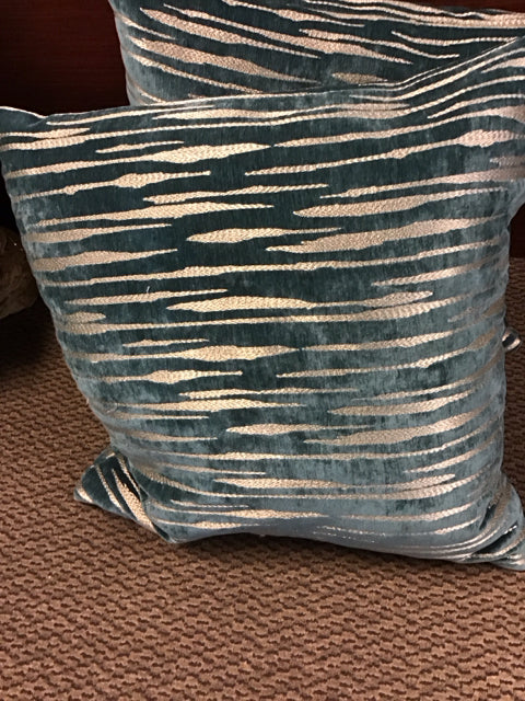 20" Green & Gold Metallic Down Filled Pillow