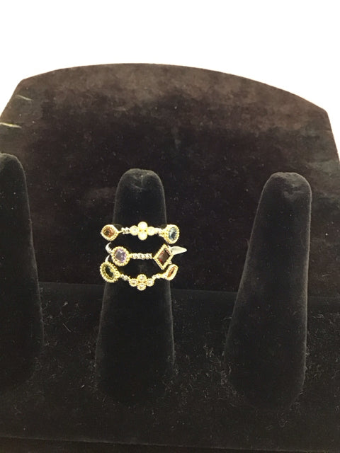 Yurman Style Silver Confetti Ring w/8 Stones