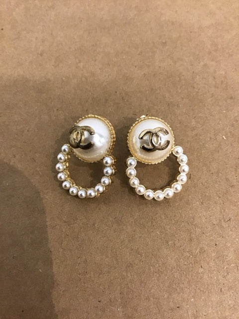 Chanel Like Goldtone & Pearl Earrings