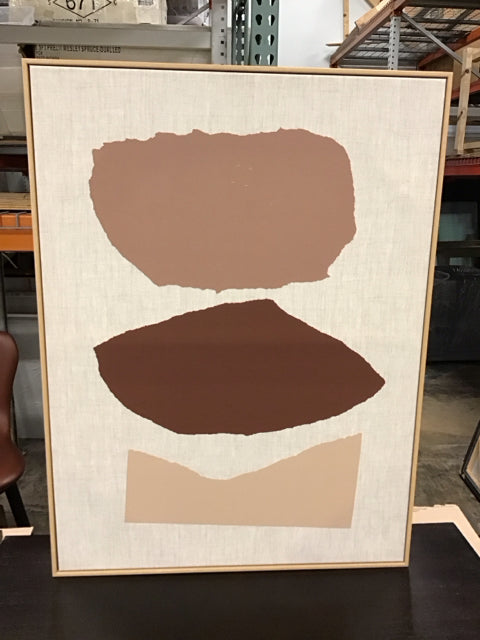 32"x24" Brown Tan Beige Abstract Art