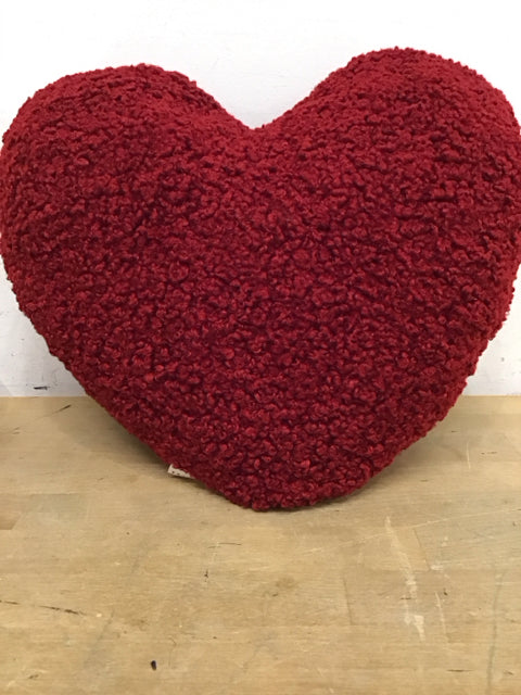 16" Pottery Barn Teddy Faux Fur Heart Pillow