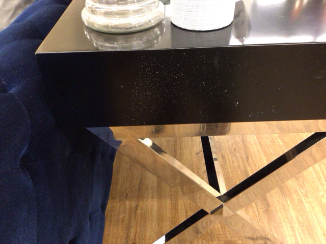 AS-IS Fine Furniture Design Black & Chrome Desk(Surface Marks)