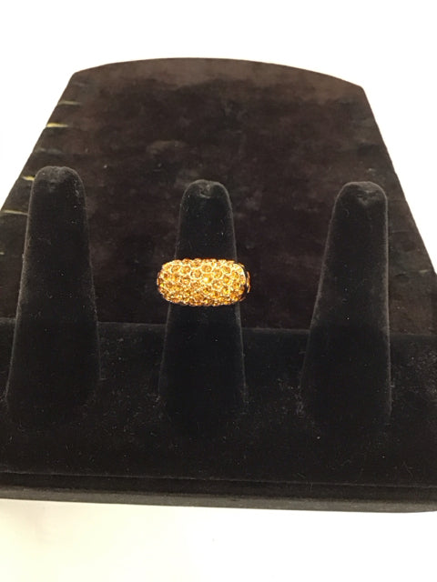 Gold Ring w/Orange Rhinestones