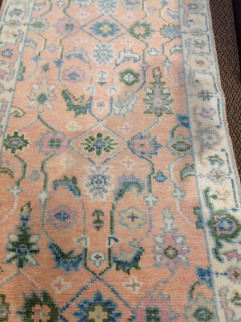 Rug- 3' X 9' Turkish Peach & Green Print Runner