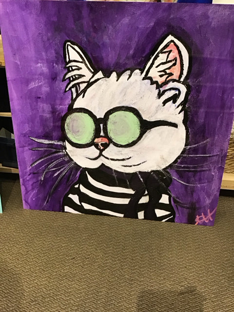 48" Sq. "Beat Cat" By Amanda Anthony