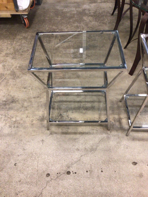 Glass 3 Tier Chrome Base End Table
