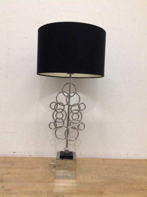 34" Chrome Rings Black Drum Shade