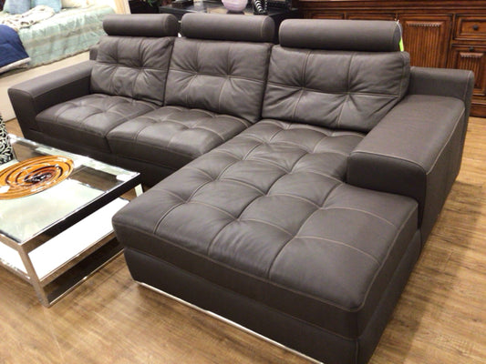 Adams Furniture Lexington Brown Leather Two Pc Sectional W/Removable Headrest