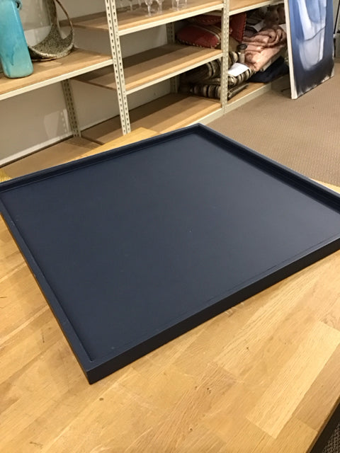 30" Sq Blue Leather Tray