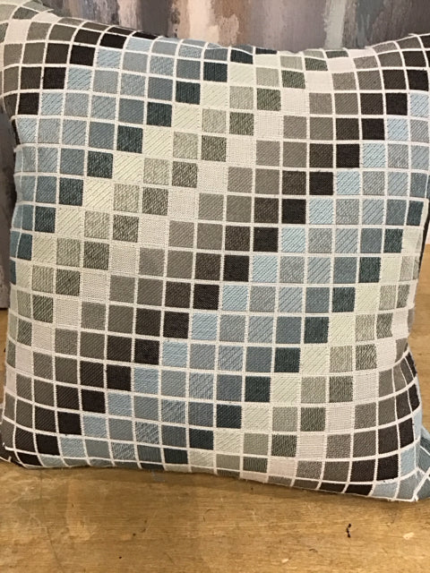 18" Blue Tetris Pattern Down Filled Pillow