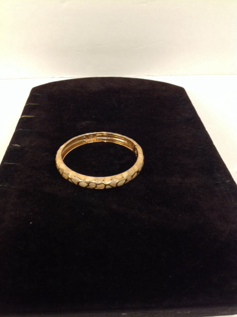 Gold w/Tan Enamel Bangle Bracelet