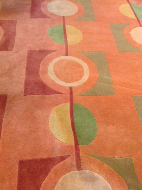 Rug- 8' X 11' Modern Peach & Green Circles