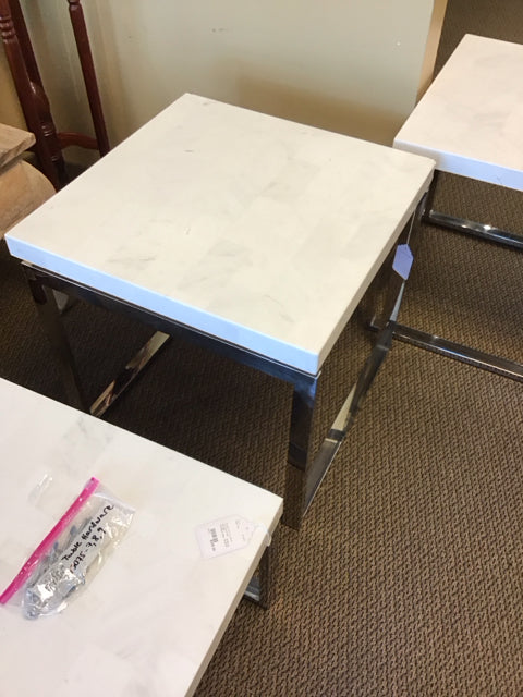 24"Sq Faux Stone End Table