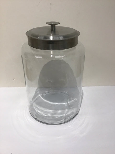 13" Glass Canister w/Metal Lid
