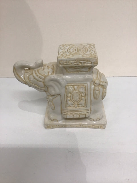 White Ceramic Elephant Display