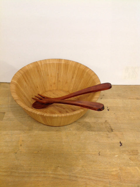 Bamboo Salad Bowl w/Servers