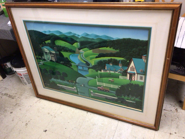 AS-IS 50 1/2" X 39" Jim Buckels "Trouble At Walnut Ridge" Framed Lithograph