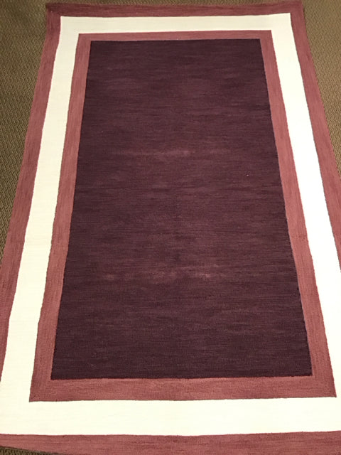 5'x7.5" Geometric Plum Cream Eggplant Rug