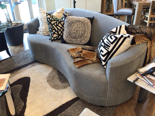 88" Crate & Barrel Infiniti Pewter Fabric Curved Back Sofa