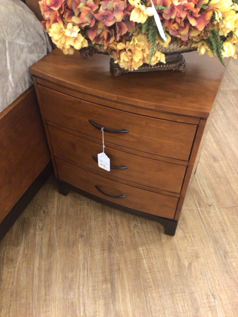 Light Wood Three Drawer Nightstand