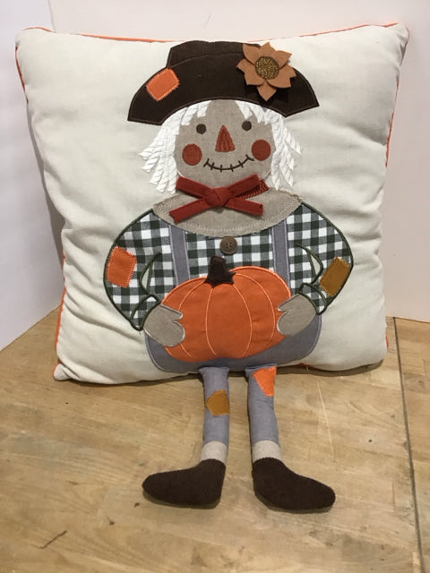 Scarecrow Applique Pillow w/Dangling Legs