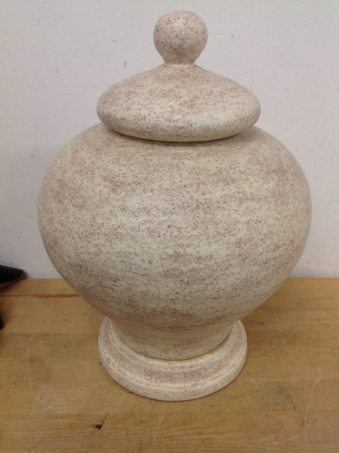 15" Ceramic Cream Taxture Ginger Jar