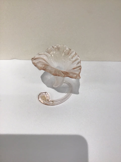 5" Murano Like Pink Crystal Leaf Vase
