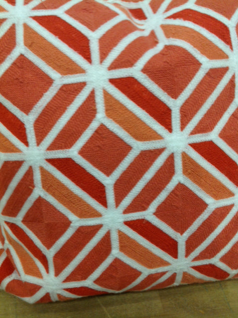 Pillow- 18" Coral & White Print