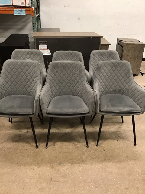 Set/6 Jayna Polo Grey Upholstered Dining Chairs