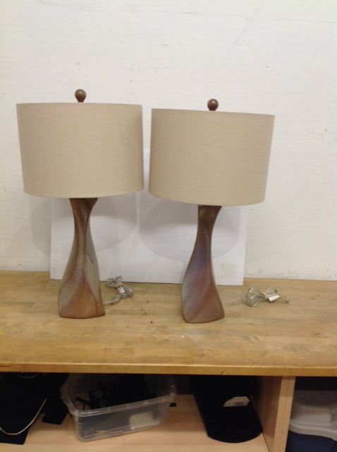 Pair 28" Iridescent Base Table Lamps w/Shades