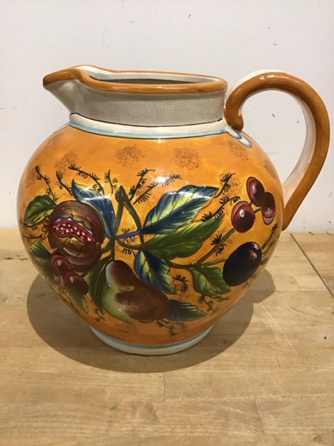 13" Orange Ceramic Fruit Pitcher