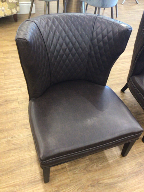 Brown Faux Leather Nailhead Chair