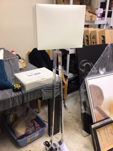 59" IKEA Klabb Silver Floor Lamp W/Shade