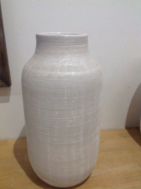 Vase- 22" C B 2 White Linen Pottery