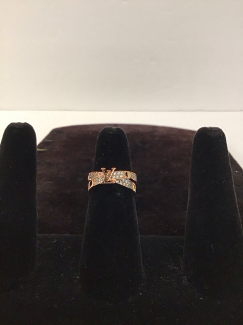 Louis Vuitton Style Rose Gold Adjustable Ring