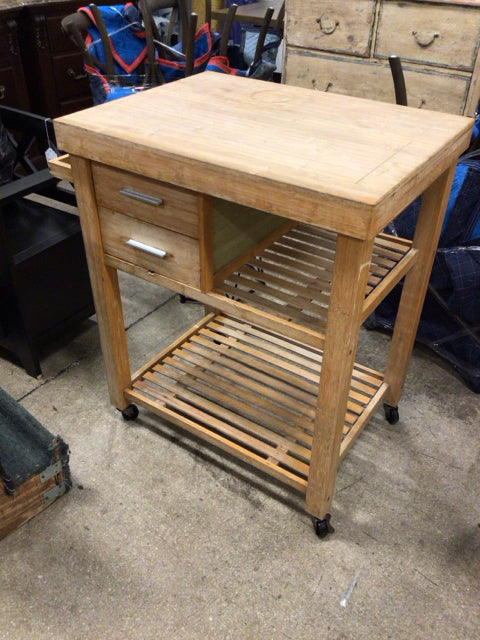 AS-IS Wood Outdoor Bar Cart(Ring Mark On Top)