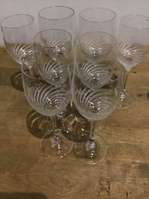 Set Of 8 Mate Spiral By Cristal D'Arques Goblets