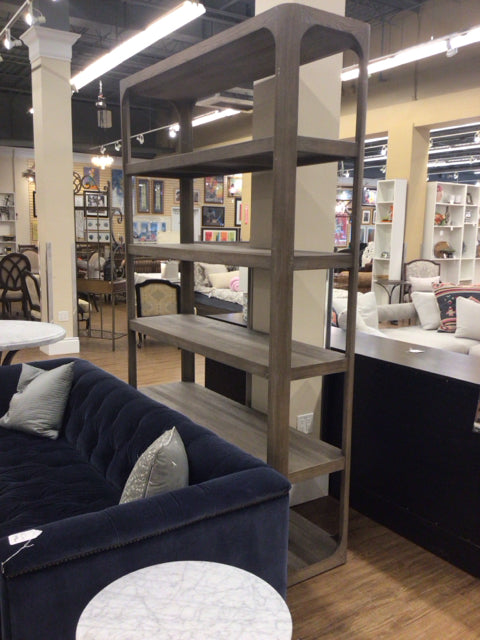 AS-IS RH Grey Wood Tall Bookcase(Chip Bottom Left/Blemishes)