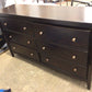 AS-IS Dark Wood Six Drawer Dresser(Scratches/Knicks)
