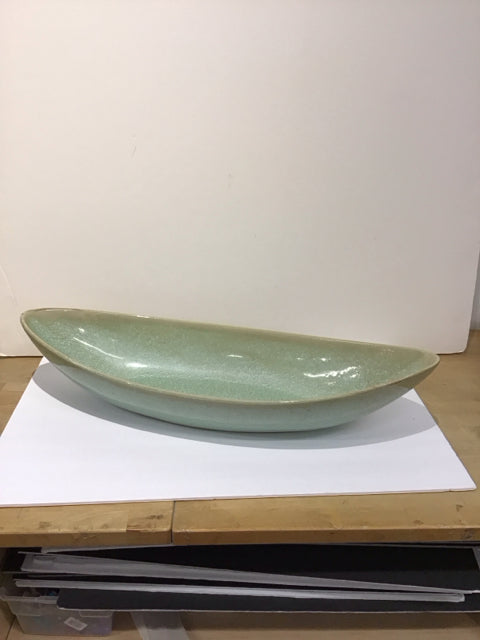 29.5" Oval Lt Green Pottery Bowl