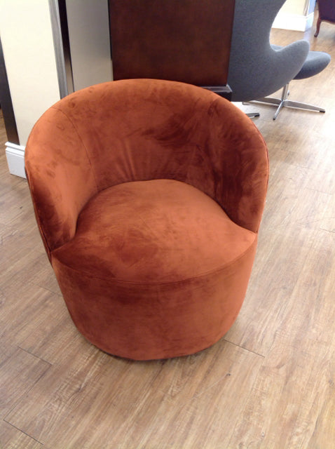 Brown Velvet Swivel Club Chair