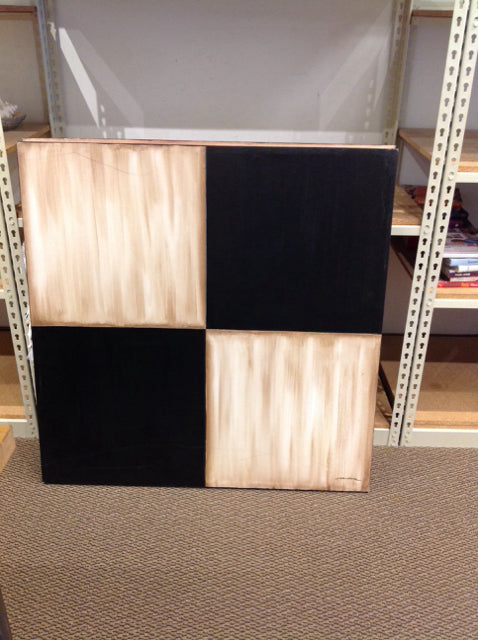 40x40" Black/Ivory Abstract on Canvas
