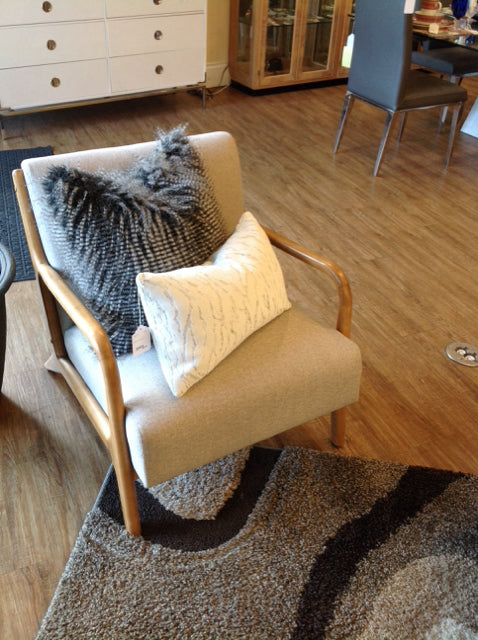 Tan Upholstered & Wood Chair