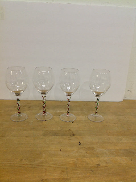 Set of 4 Art Deco Glass Water Goblets