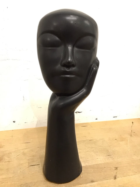10.5" Black Ceramic Bust Sculpture