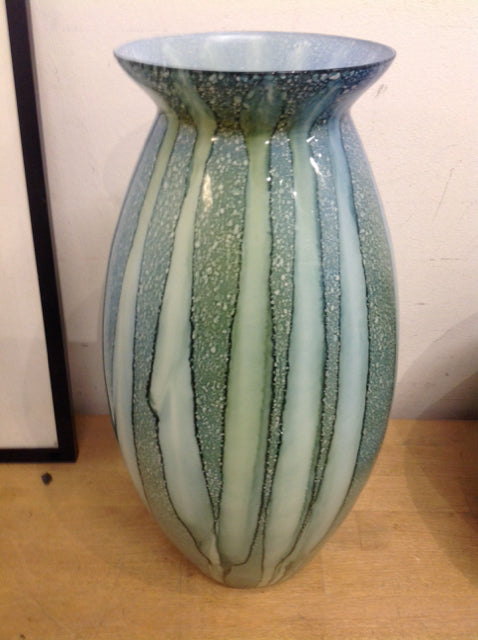 Vase- 14" Blue Art Glass