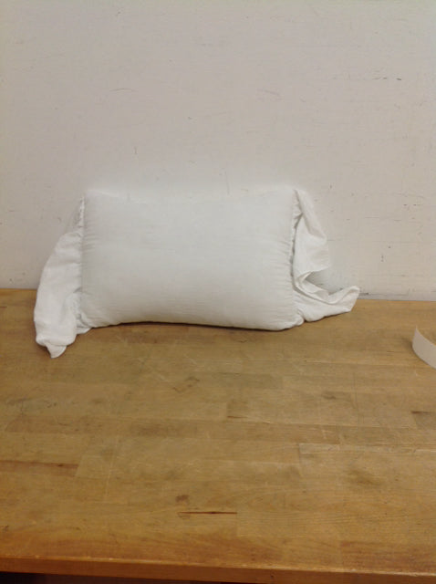 White Rectangular Pillow w/Ruffle