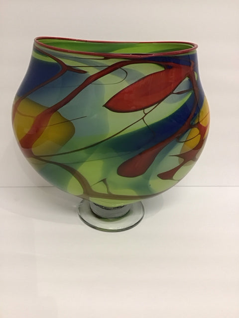 11" Multicolor Art Glass Vase