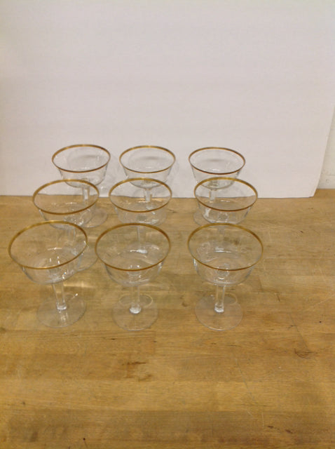 9 Lenox "Eternal" Gold Rim Champagne Glasses
