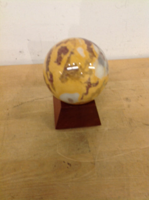 6" Gold Marble Ball On Stand